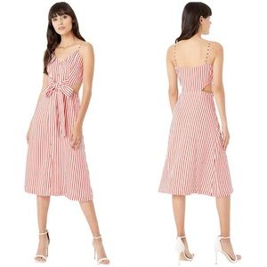 Jason Wu Fluid Stripe Front Tie Cotton Midi Dress Size 6 / Medium